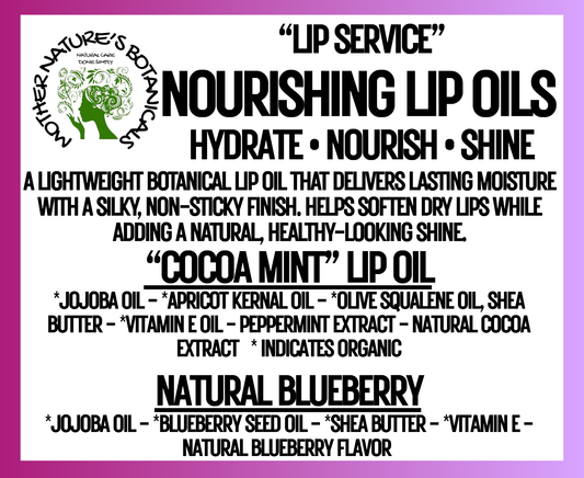 "Fresh Face" Botanical Lip Oils - Nourish • Soften • Shine (Peppermint Cocoa or Blueberry)
