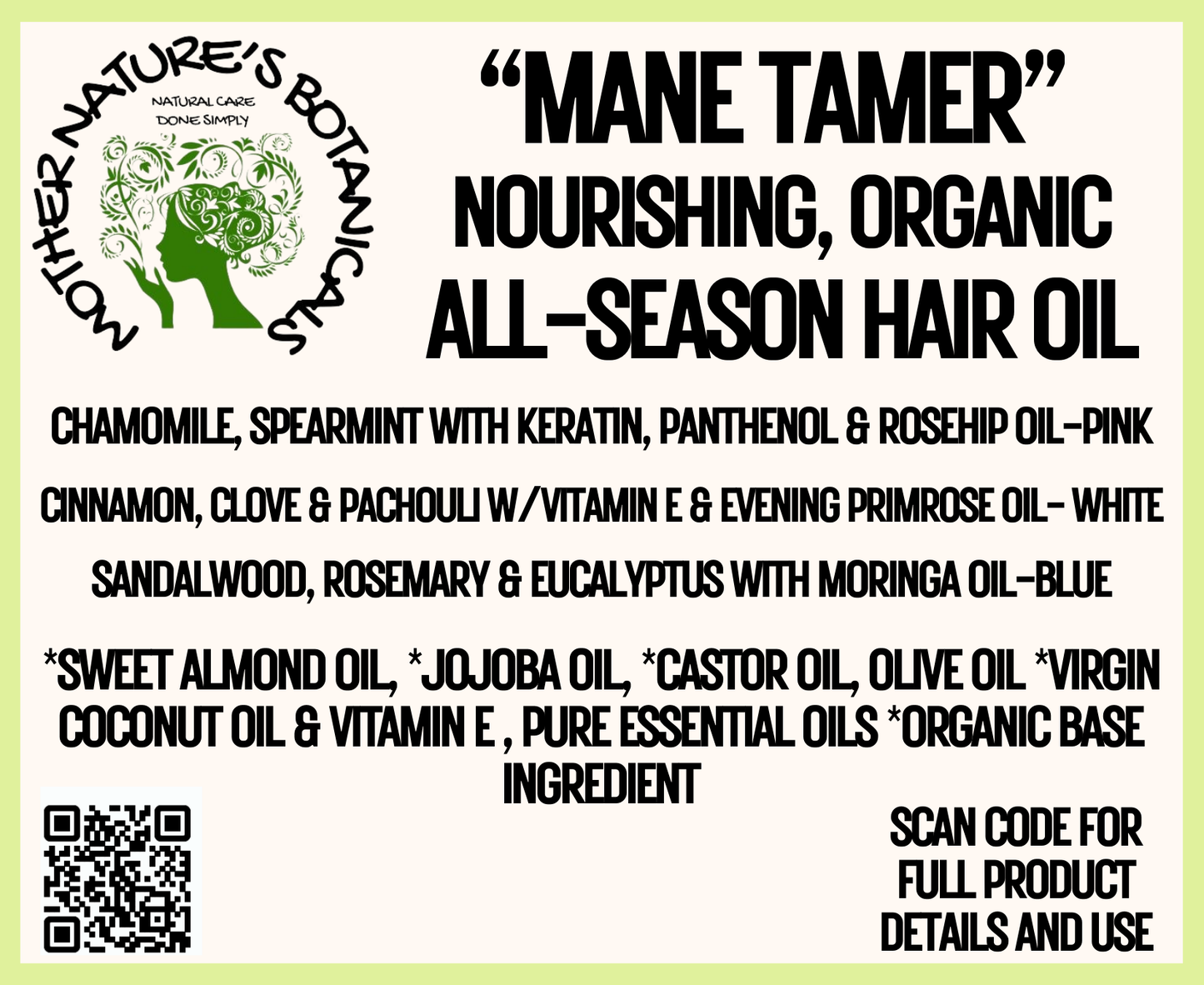 "LUXURY LOX" "Mane Tamer" Nourishing All Season Hair Oil (3 varieties)