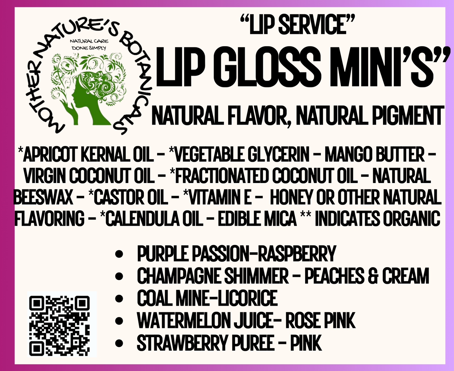 "Fresh Face" - "Lip Service" Tinted, Natural Lip Gloss Mini's (3 ml)