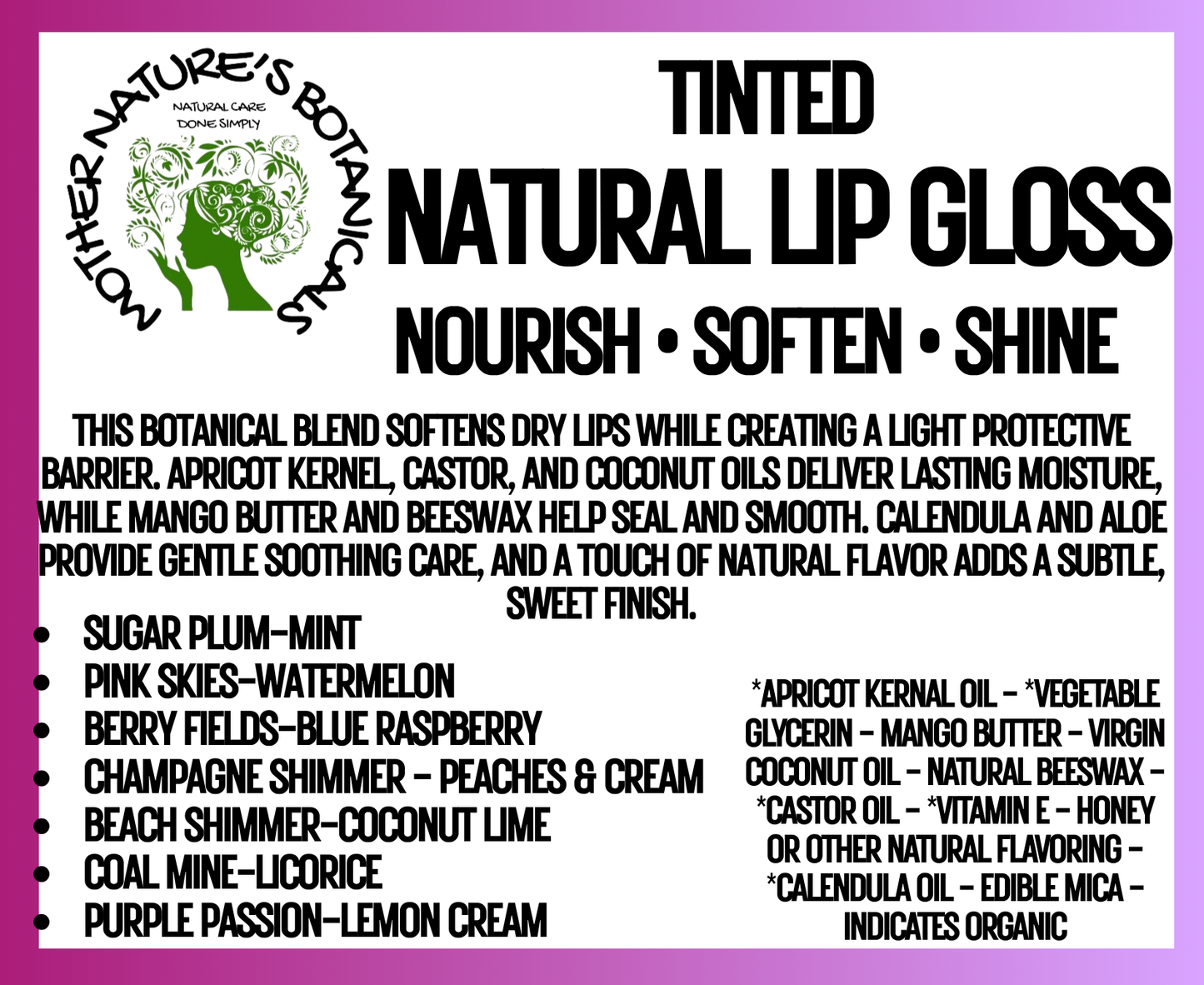"Fresh Face" - Botanical Lip Glosses (2 sizes) - Shine • Hydrate • Enhance