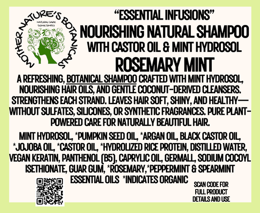 "LUXURY LOX" Nourishing Natural Shampoo with Castor Oil & Mint Hydrosol - Rosemary Mint