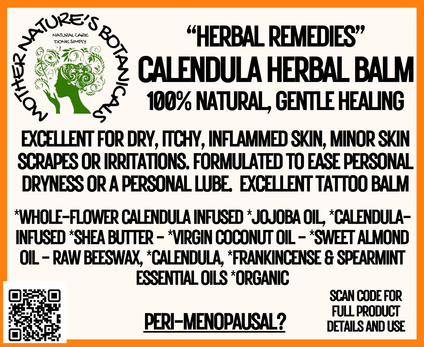 "Herbal Remedies" "Calendula Herbal Balm" Gentle, Herbal Infused Balm (Skin Rashes, scrapes, diaper rash and more)