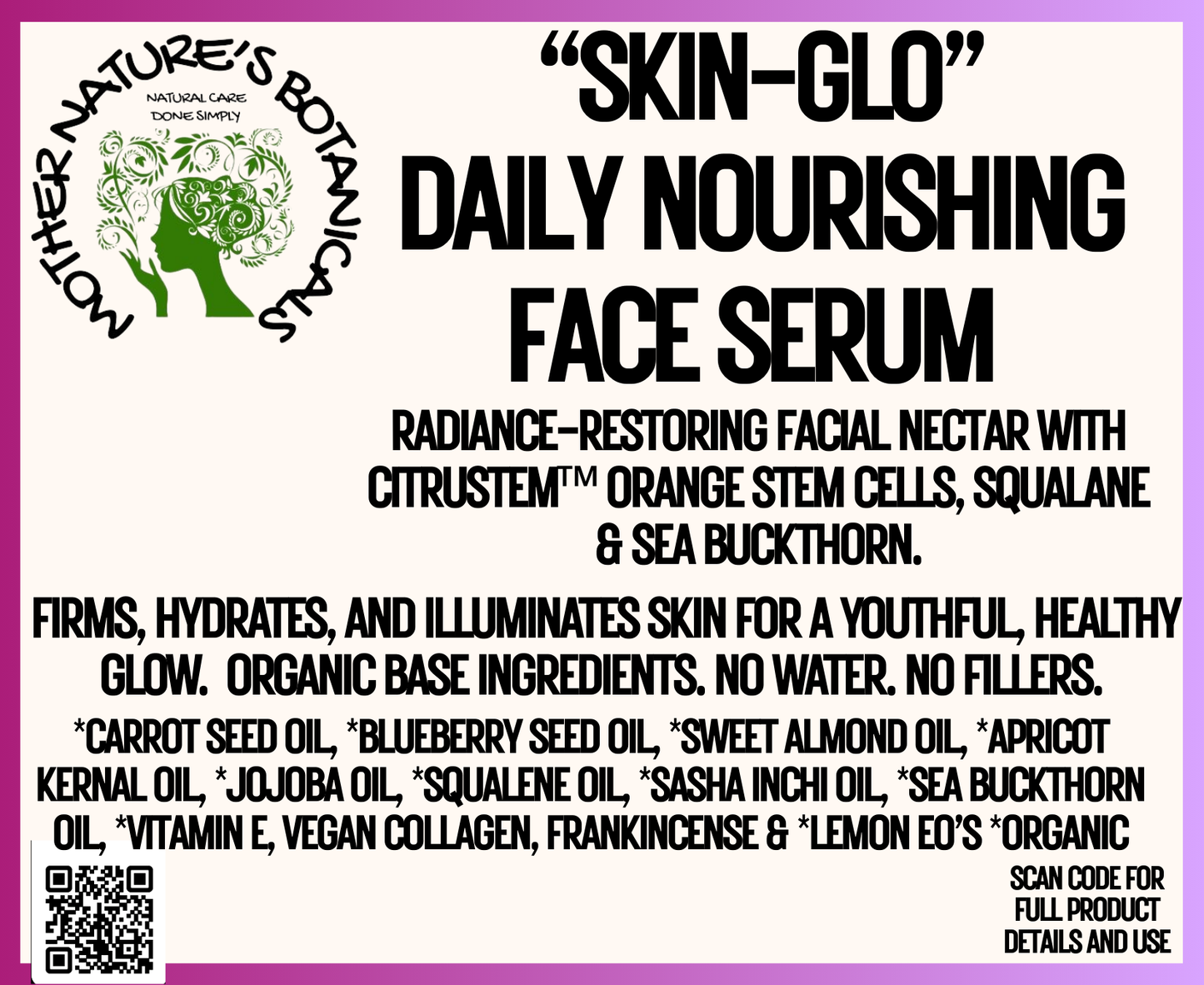 "Fresh Face" "Skin GLO" New Formula with CitruStem & Carrot Seed Oil Renewal Serum