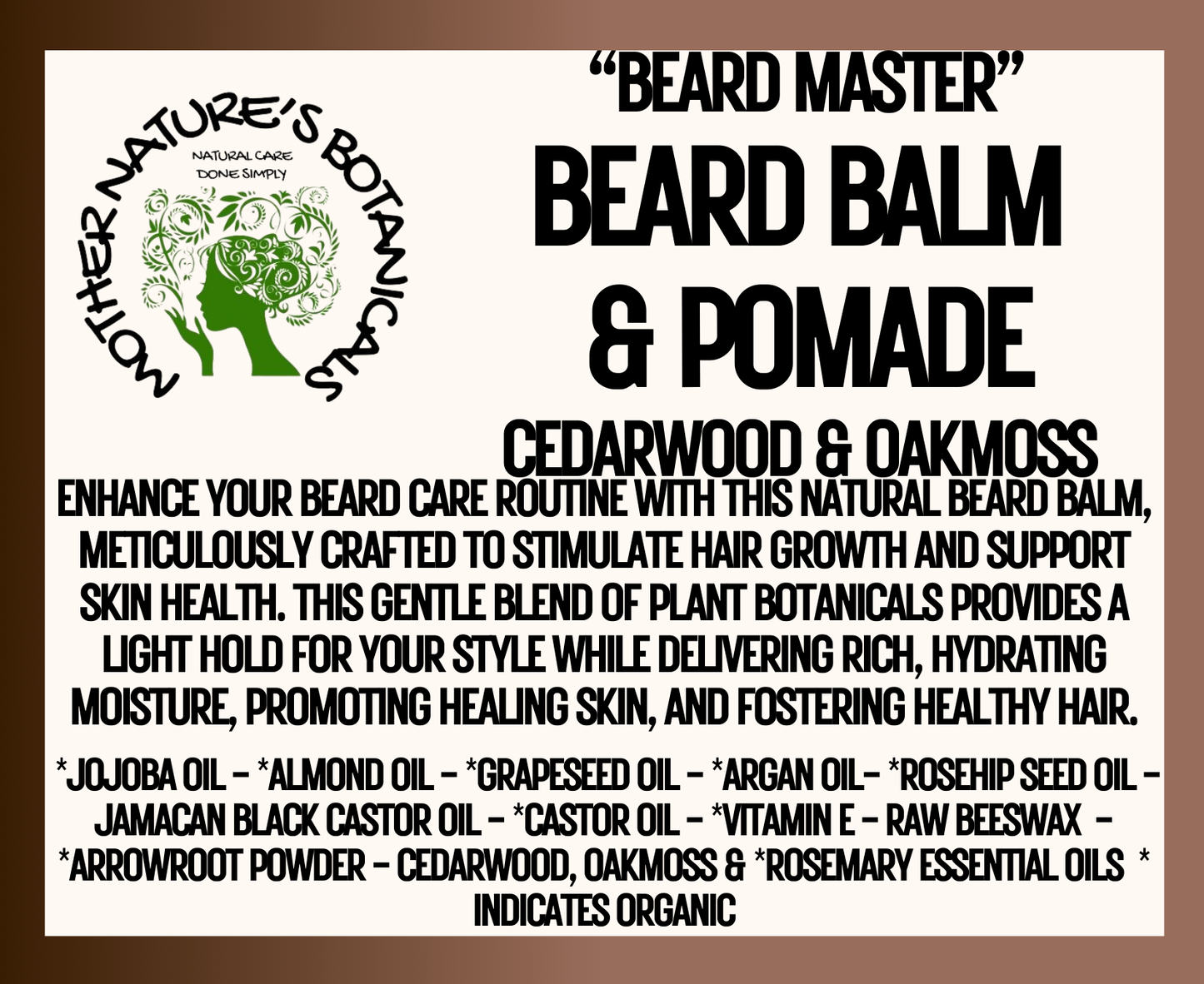 "Beard Master" - Natural Beard Balm & Pomade - Cedarwood & Oakmoss