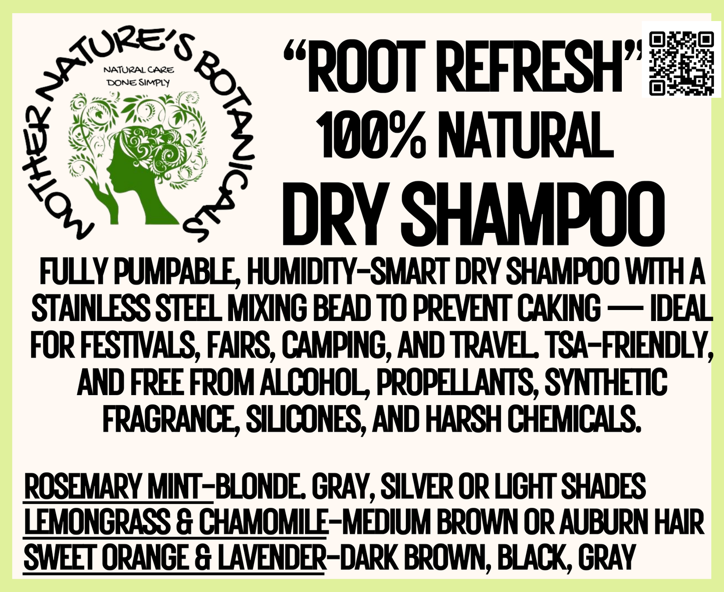 "LUXURY LOX" "ROOT REFRESH" Natural Dry Shampoo with Air Pump Dispenser (3 shades)