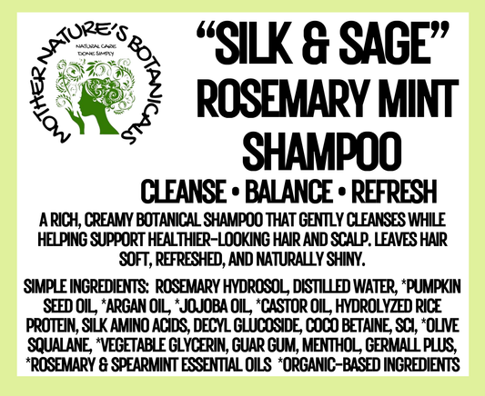 "LUXURY LOX" "Silk and Sage" Botanical Shampoo - Rosemary Mint -  Cleanse • Nourish • Strengthen