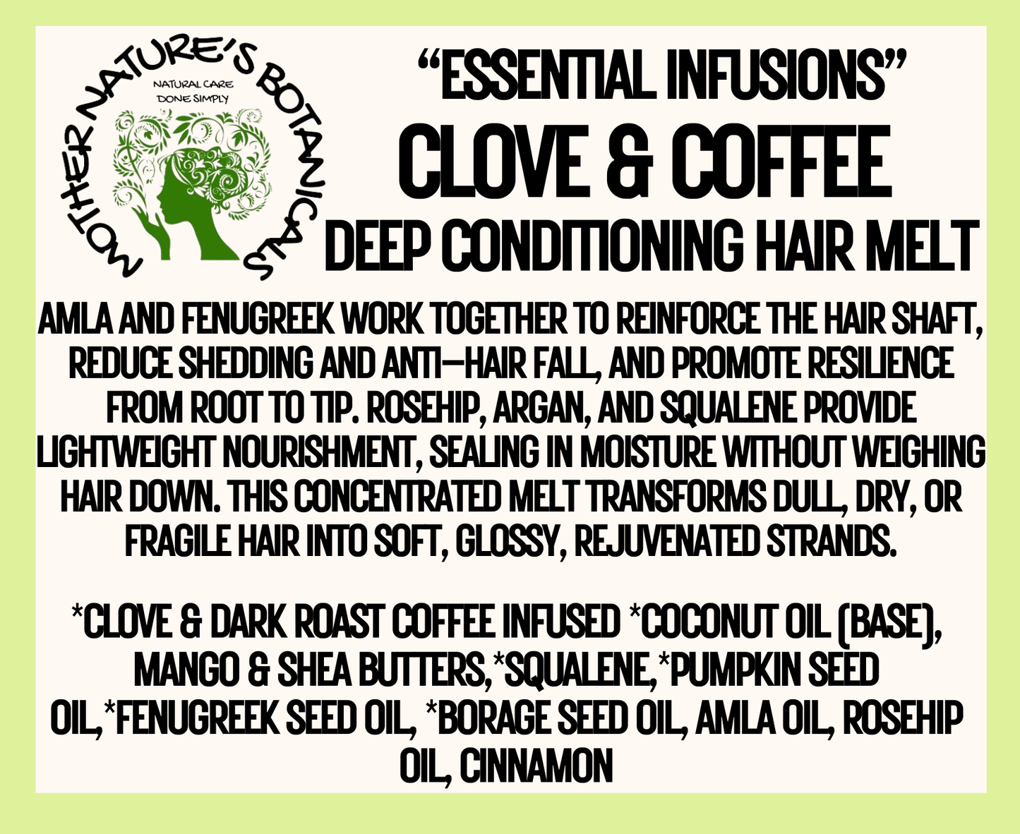 "LUXURY LOX"  "Clove & Coffee" Deep Conditioning Hair Melt (Coarse, Damaged, Dry or Frizzy Hair)