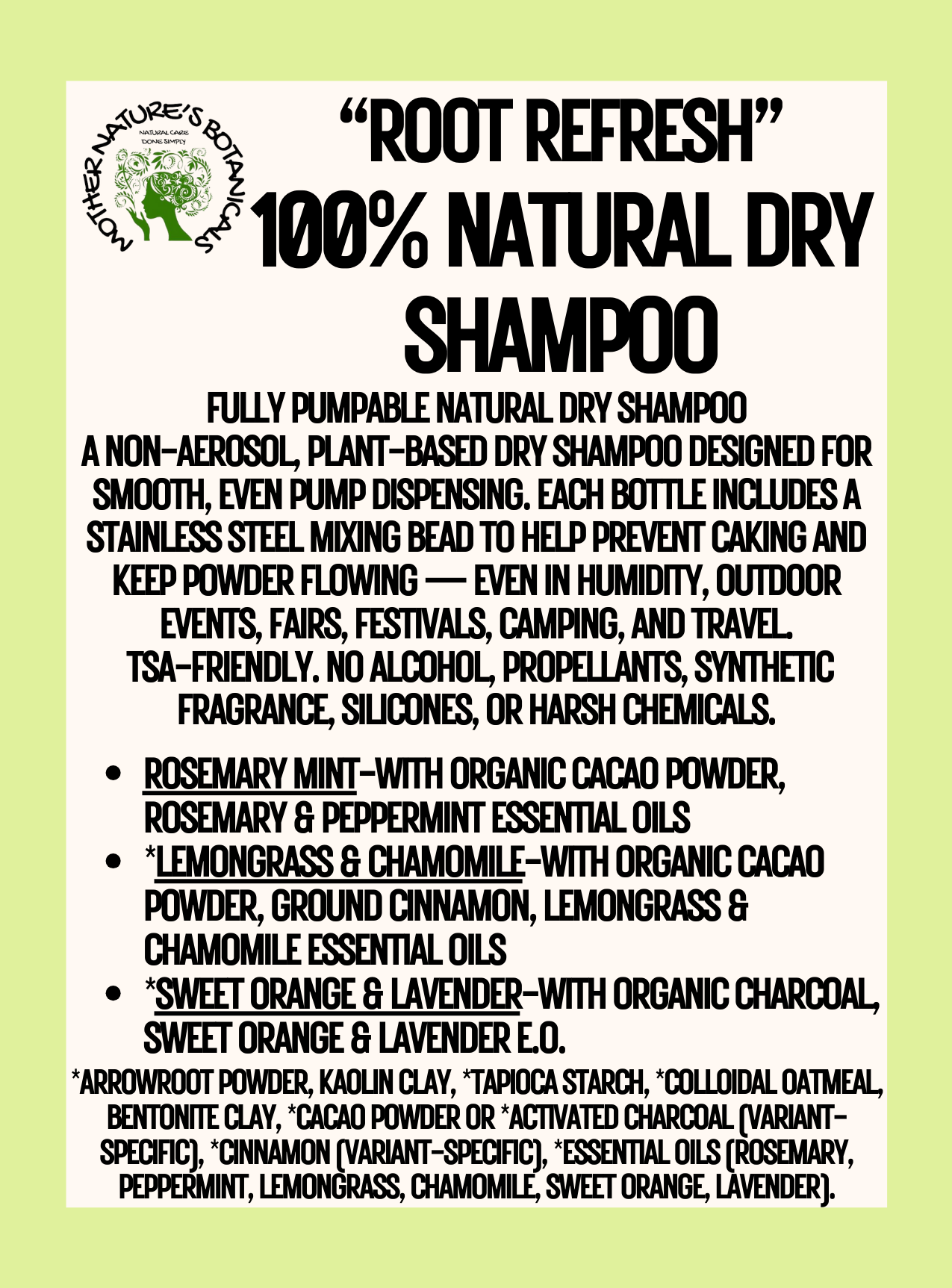 "LUXURY LOX" "ROOT REFRESH" Natural Dry Shampoo with Air Pump Dispenser (3 shades)