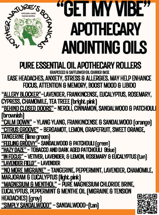 "Herbal Remedies" "Get My Vibe Apothecary" Essential Oil Anointing Rollers