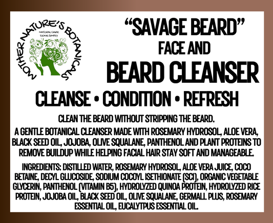 "Savage Beard" Beard Cleanser & Wash - Clean Beard. Comfortable Skin.
