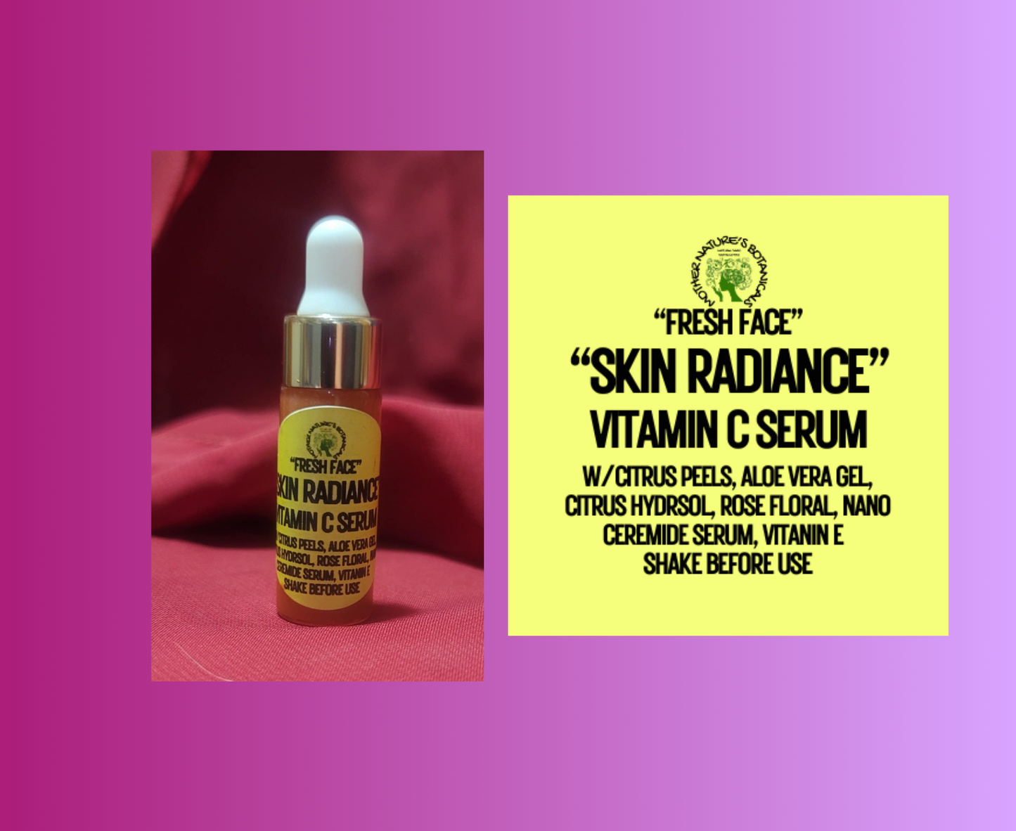 "Fresh Face" - "Skin Radiance"  Pure and Gentle, 100% Natural Vitamin C Serum